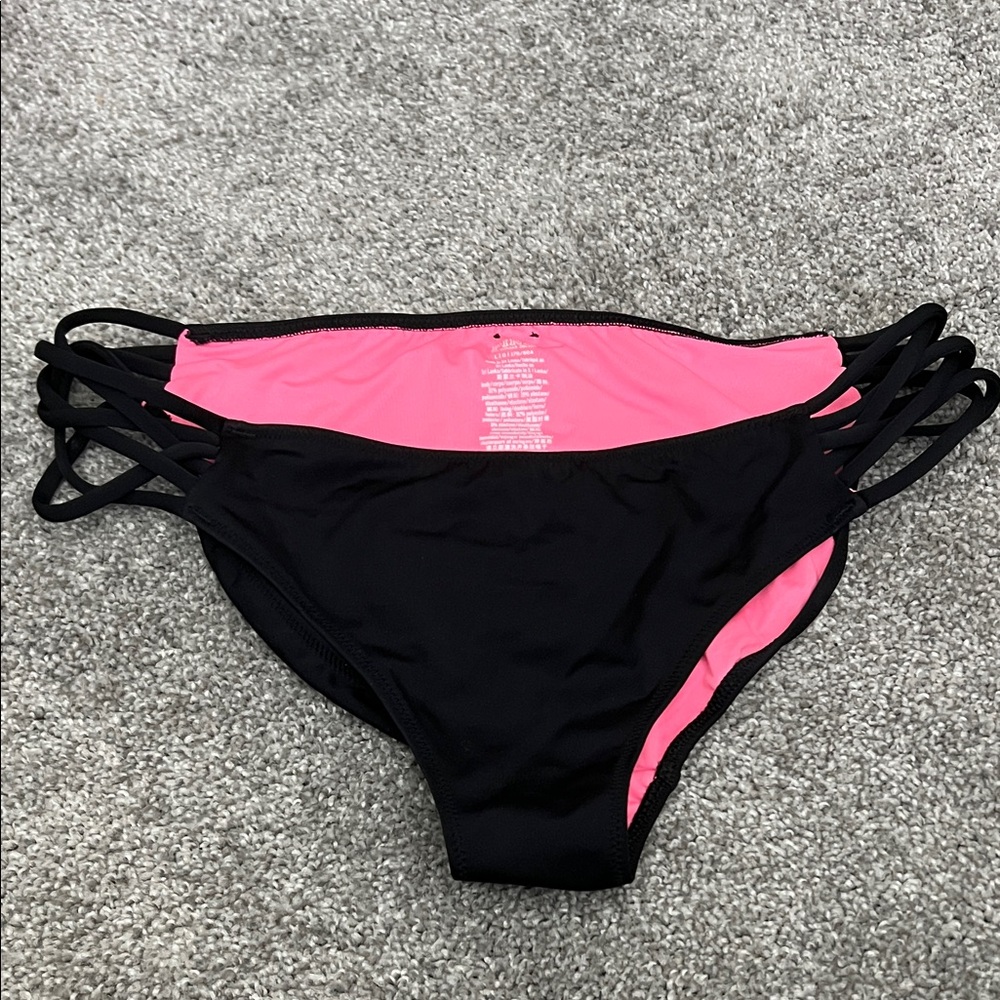 PINK Victoria's Secret Black and Pink Bikini Bottom